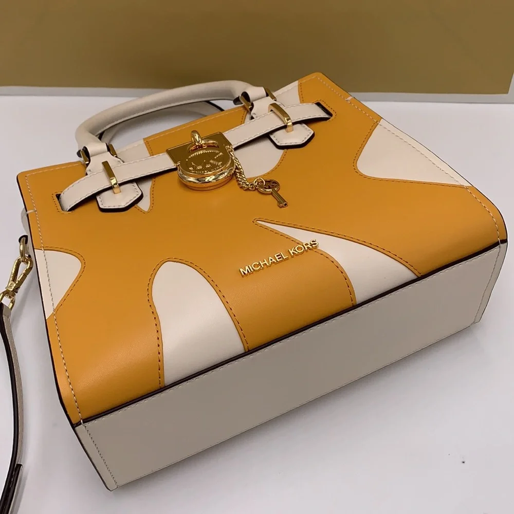 MICHAEL KORS Hamilton Small Two-Tone Satchel GOLDEN ROD MULTI color